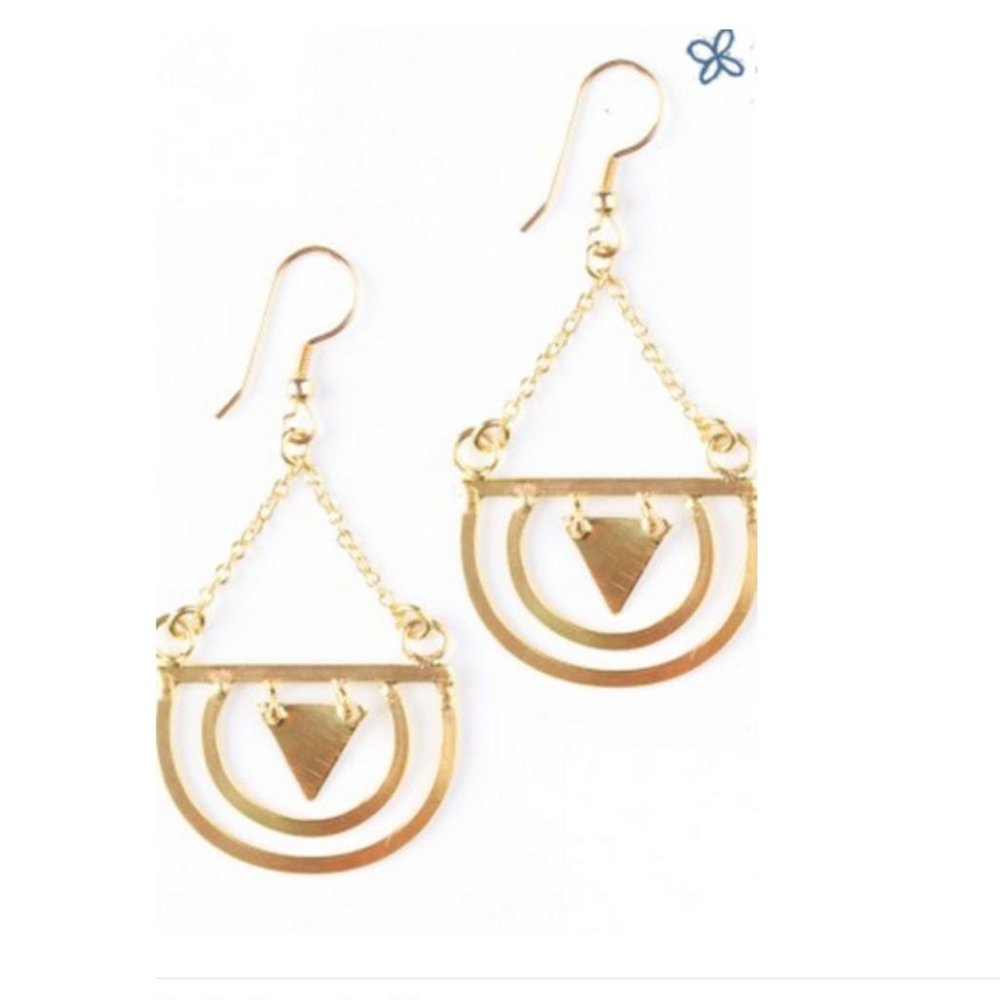 Round the Bend Gold Earrings -Mata Traders -Boho -Ethical Fashion -Fair Trade